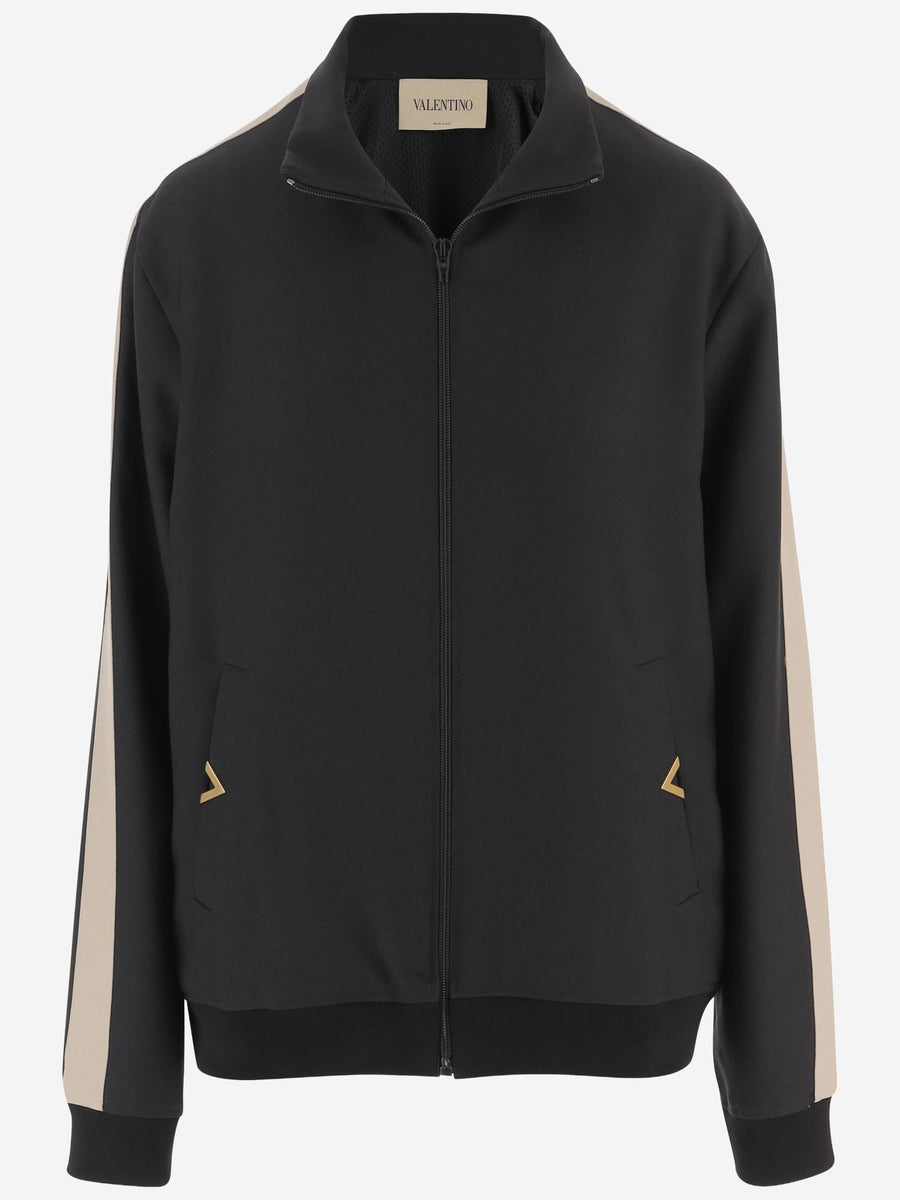 Sweatshirt Nylon With Vgold, Black Polyester Sweatshirts