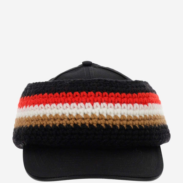 Baseball Cap With Crochet Headband Black Cotton Hat