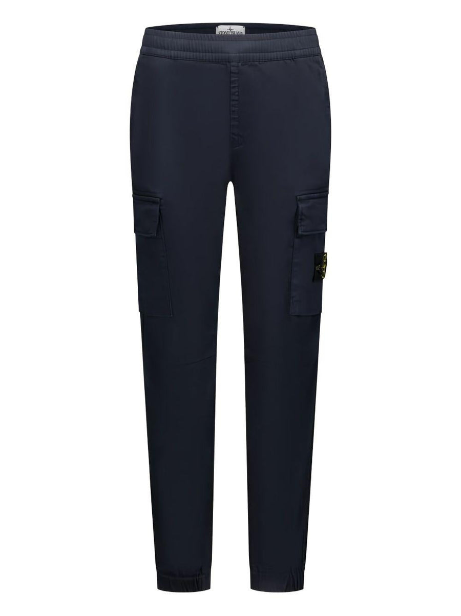 Boys Trousers Blue Cotton; Elastane