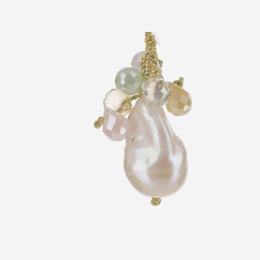 Earrings Teardrop Pearl And Crystal Multicolour Pearls Crystals