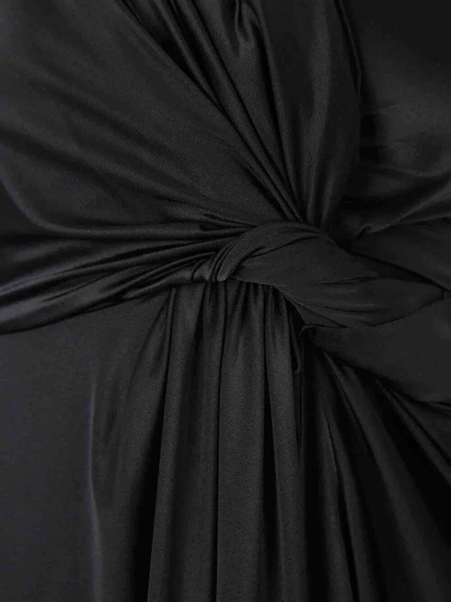 Asymmetrical Dress Stretch Fabric Black Polyamide