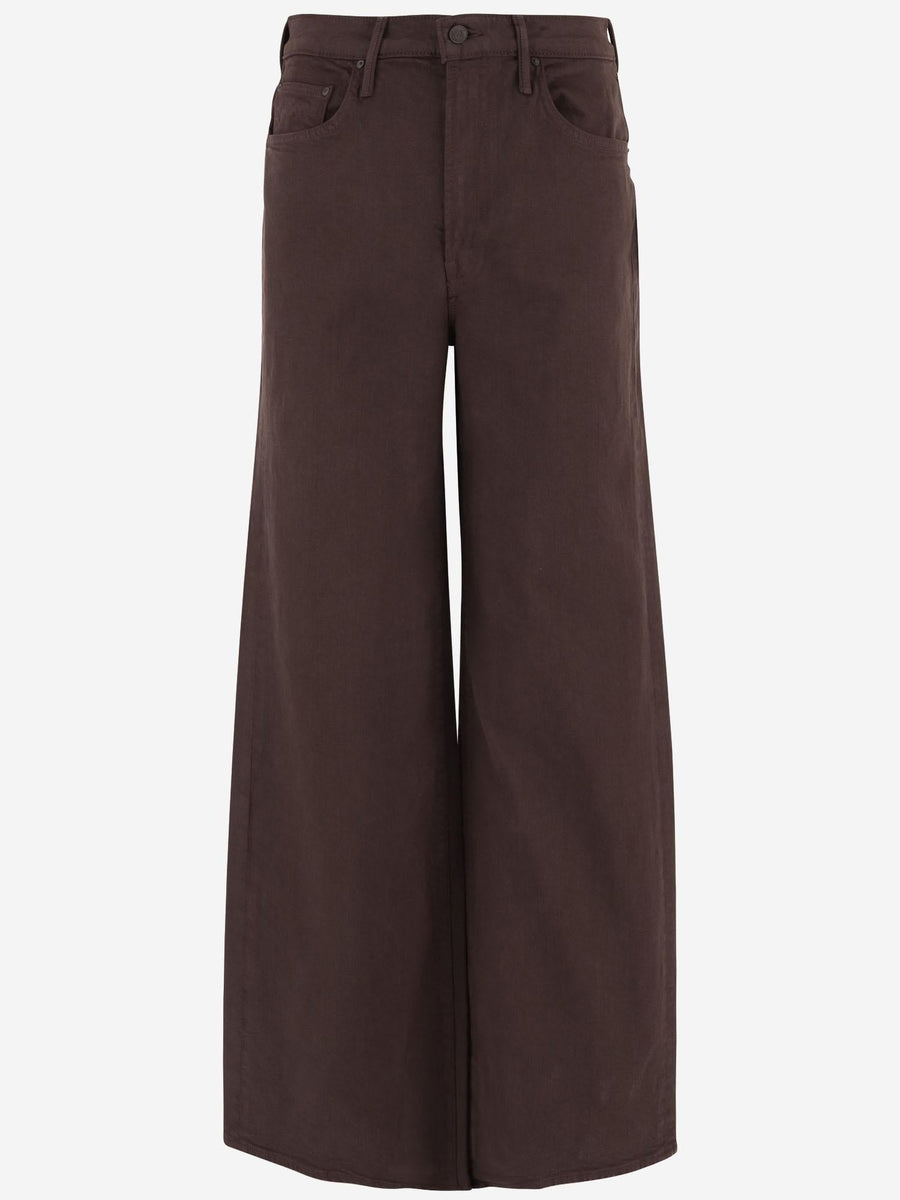 Jeans Wide-Leg Stretch Cotton Brown