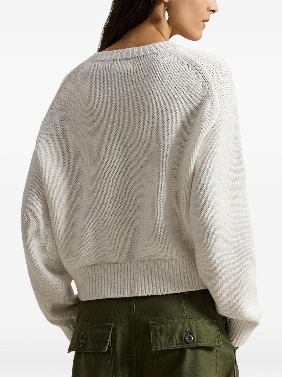 Sweater Big Pony White Cotton