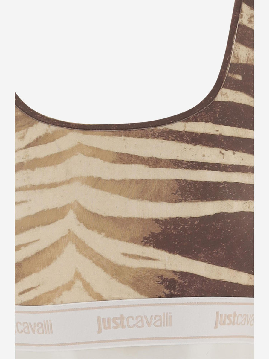 Short Stretch Jersey Top Beige Polyester Tops