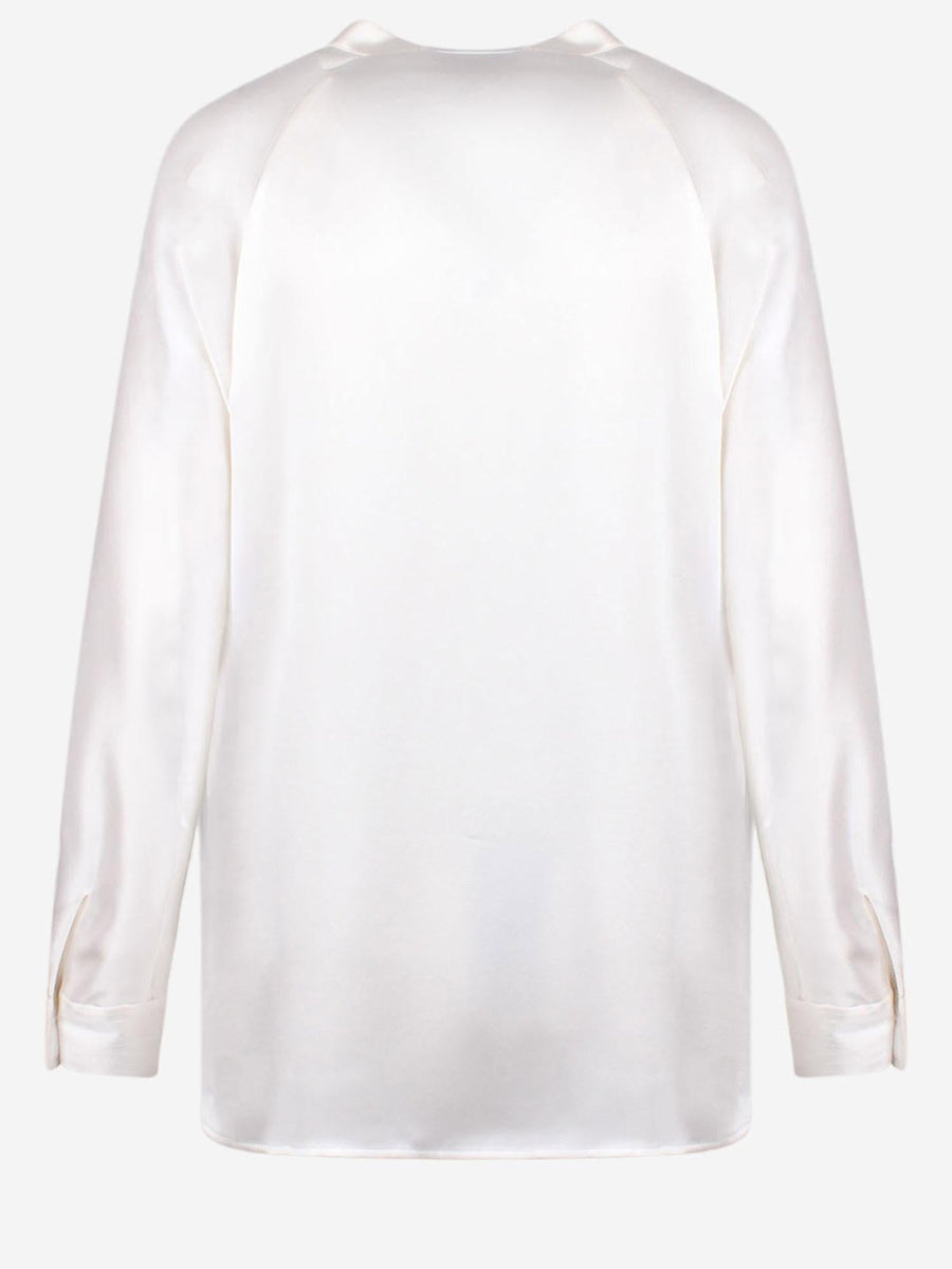 Silk Shirt V-Neck White