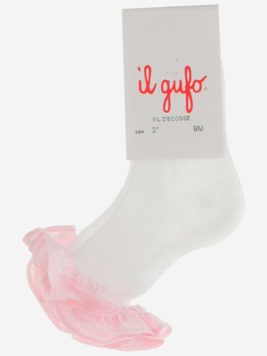 Socks With Ruffles For Baby Girls White Cotton Tights &