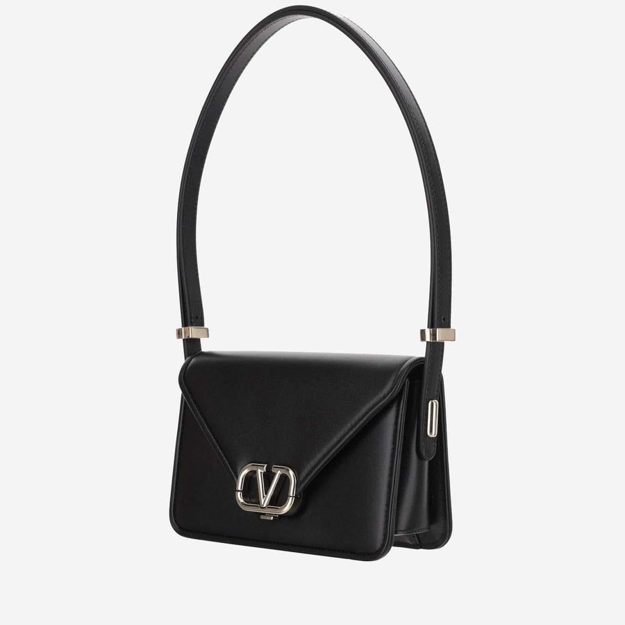 Valentino Garavani Letter Bag Black Calf Leather - Bos Taurus Shoulder