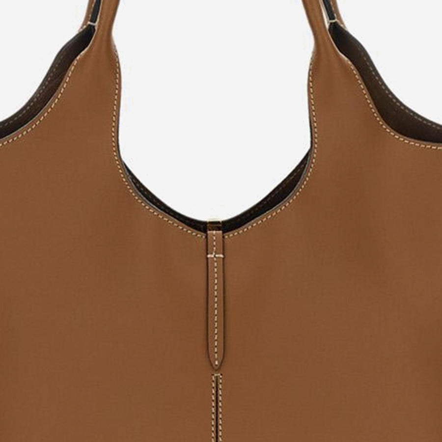 Leather Shopping Bag Brown Calfskin Shoulder