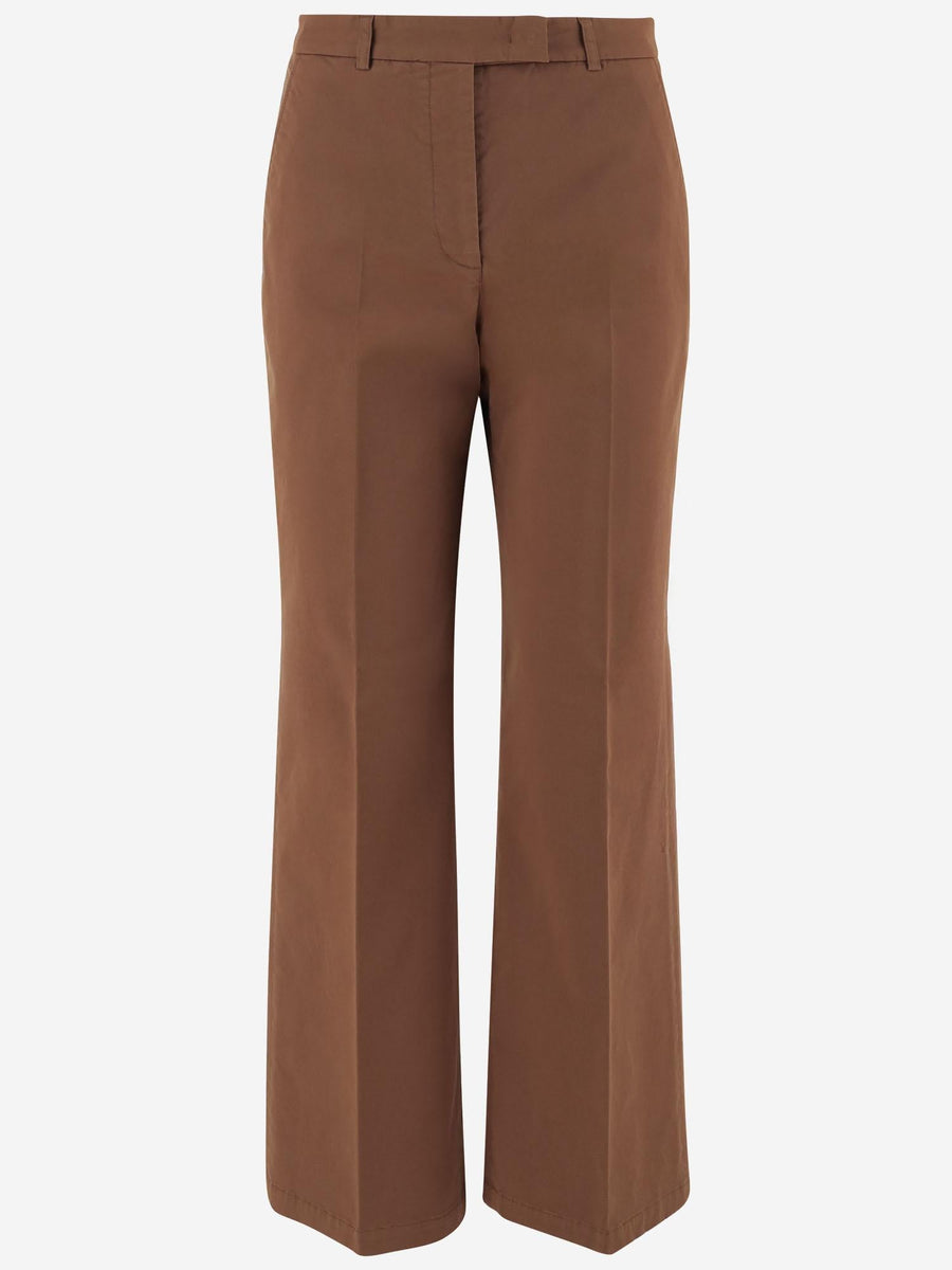 Stretch Cotton Pants Brown Trousers