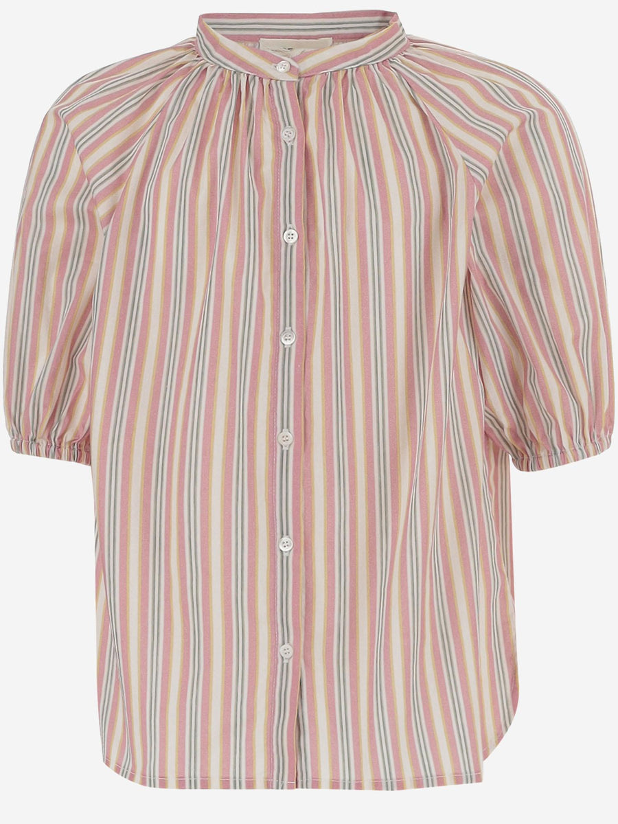 Stretch Cotton Striped Shirt Blouses And