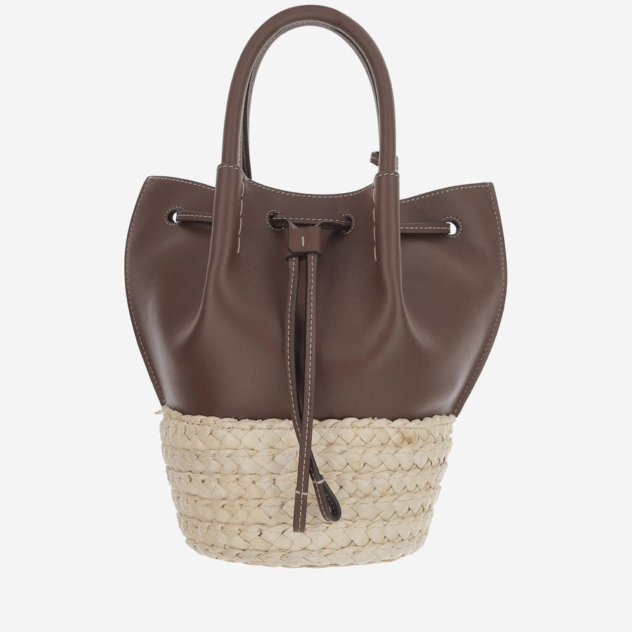 Straw And Leather Mini Bag Calfskin Handbags