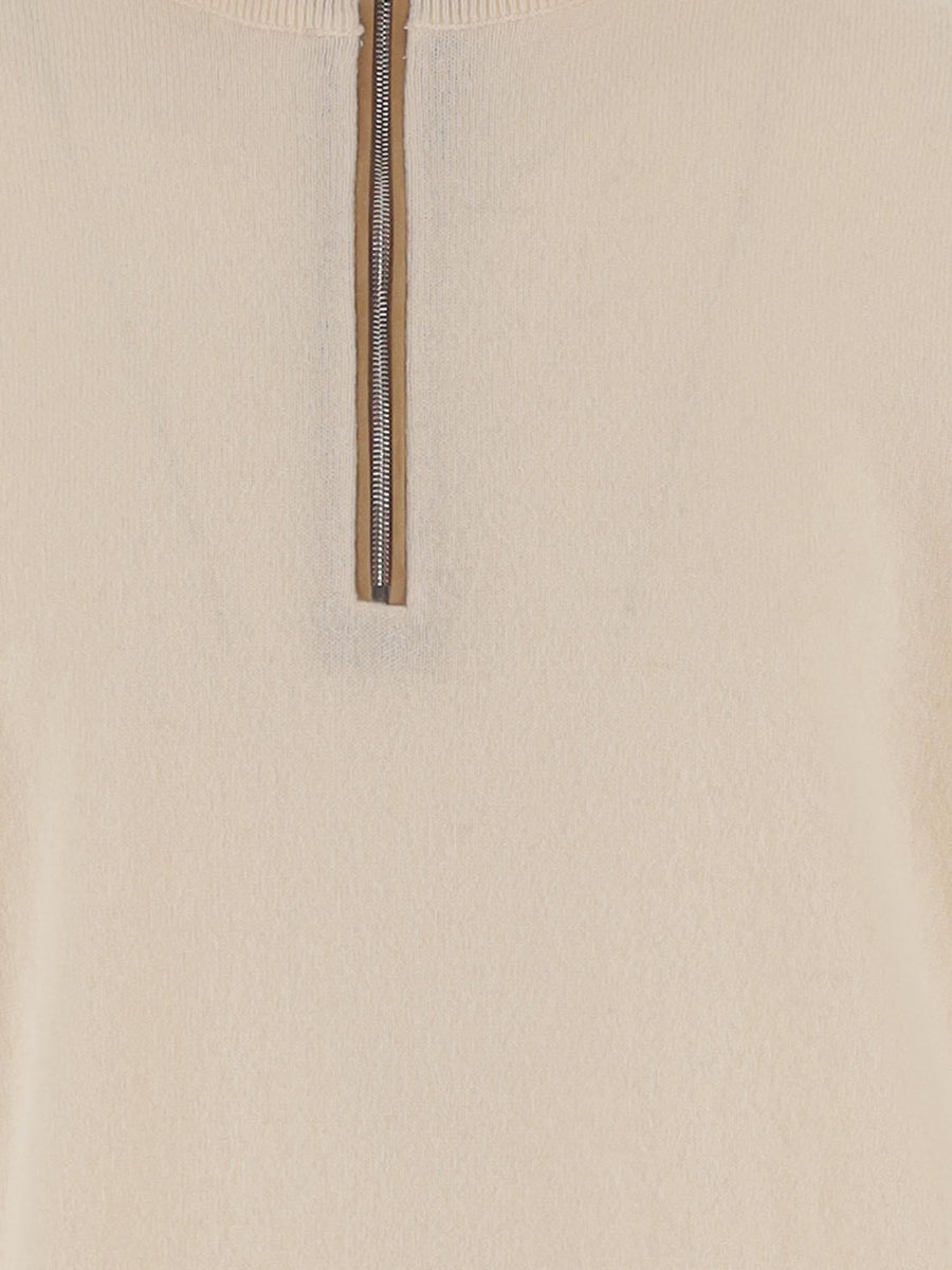 Cashmere Sweater With High Neck Cream