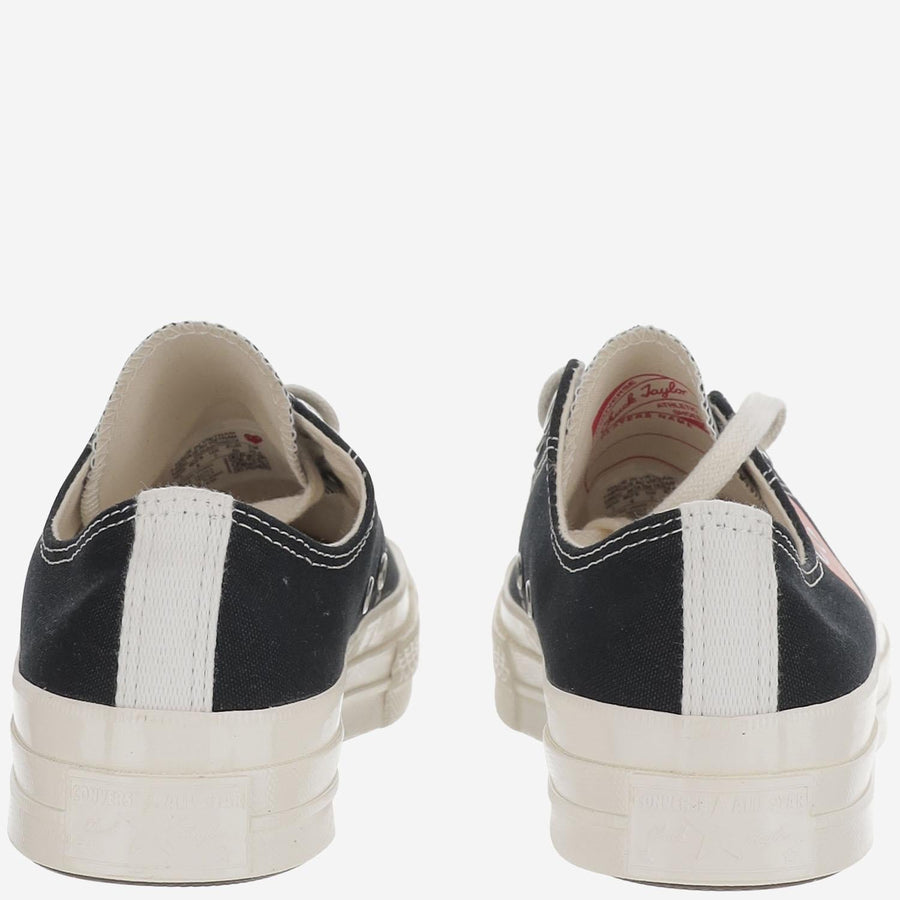 Black Canvas Lace-Up Sneakers Cotton; Sole: Rubber Trainers