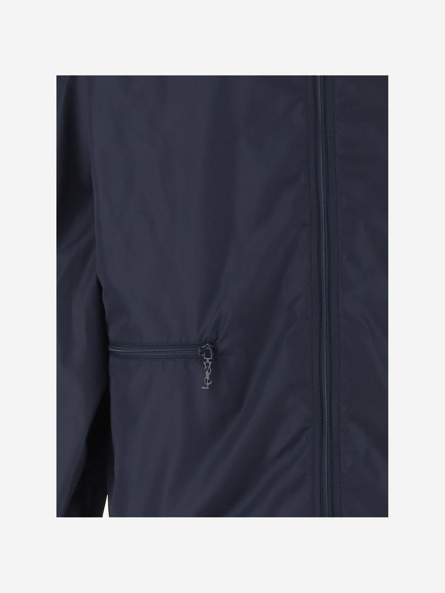 Nylon Jacket With High Collar Navy Polyamide