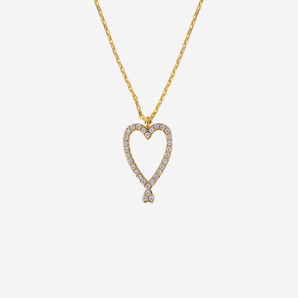 Necklace Twin Hearts Gold Brass