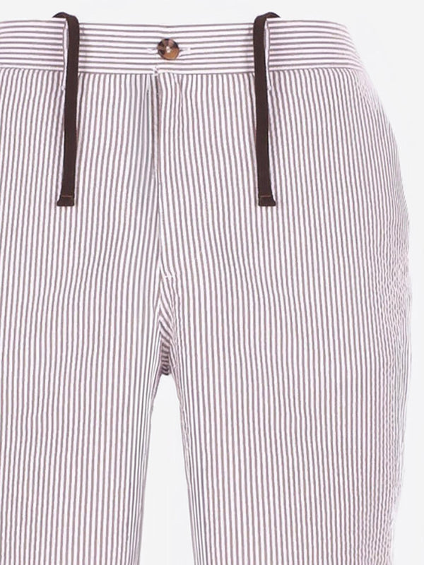 Shorts, Striped Cotton Brown