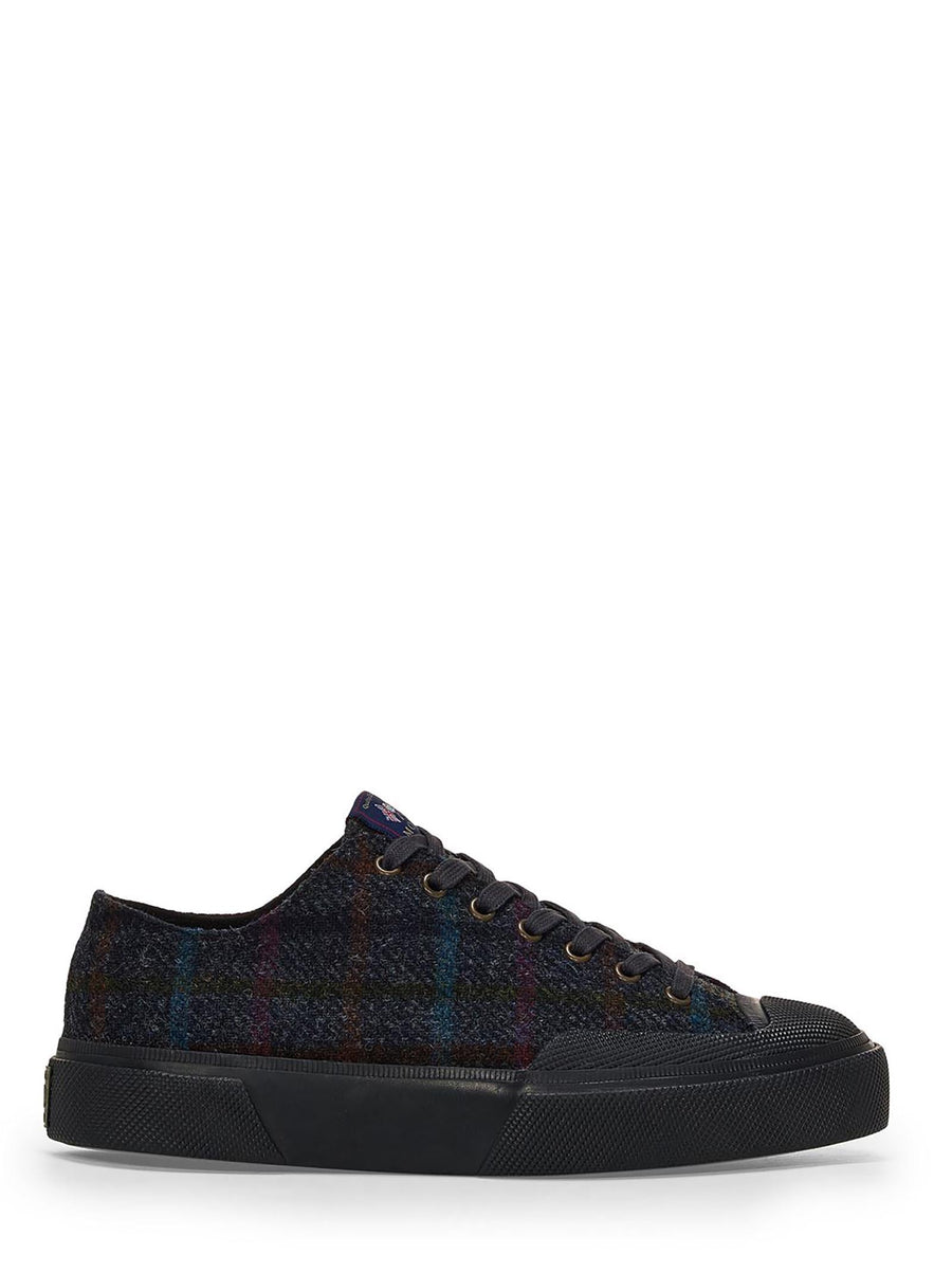 Tartan Wool Patchwork Sneakers Midnight Blue Trainers