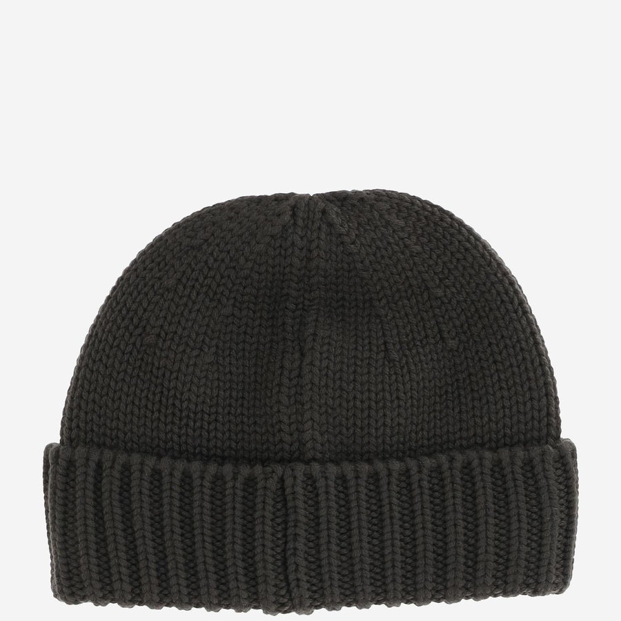Wool Beanie With Logo Military Green Virgin Hat