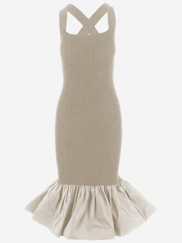 Long Dress Stretch Cotton Blend Beige Main