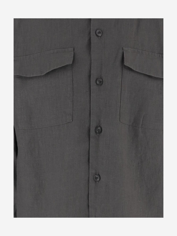 Linen Shirt With Long Sleeves Grey