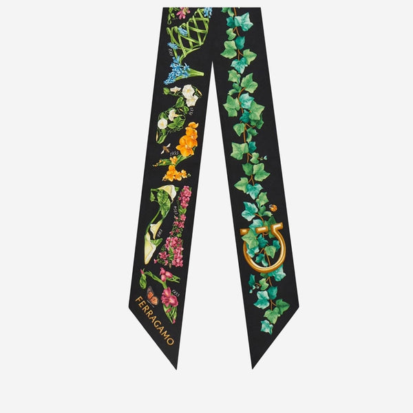 Mini Silk Bandeau Black Scarf