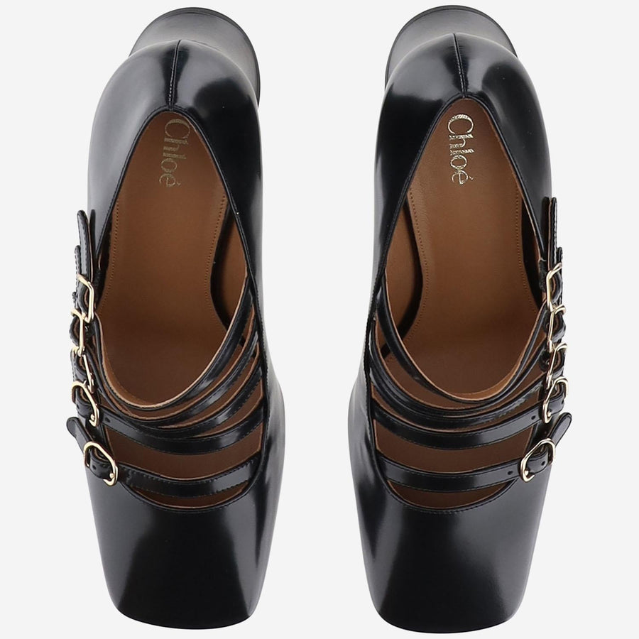 Chloé Janis Shiny Leather Pumps Black