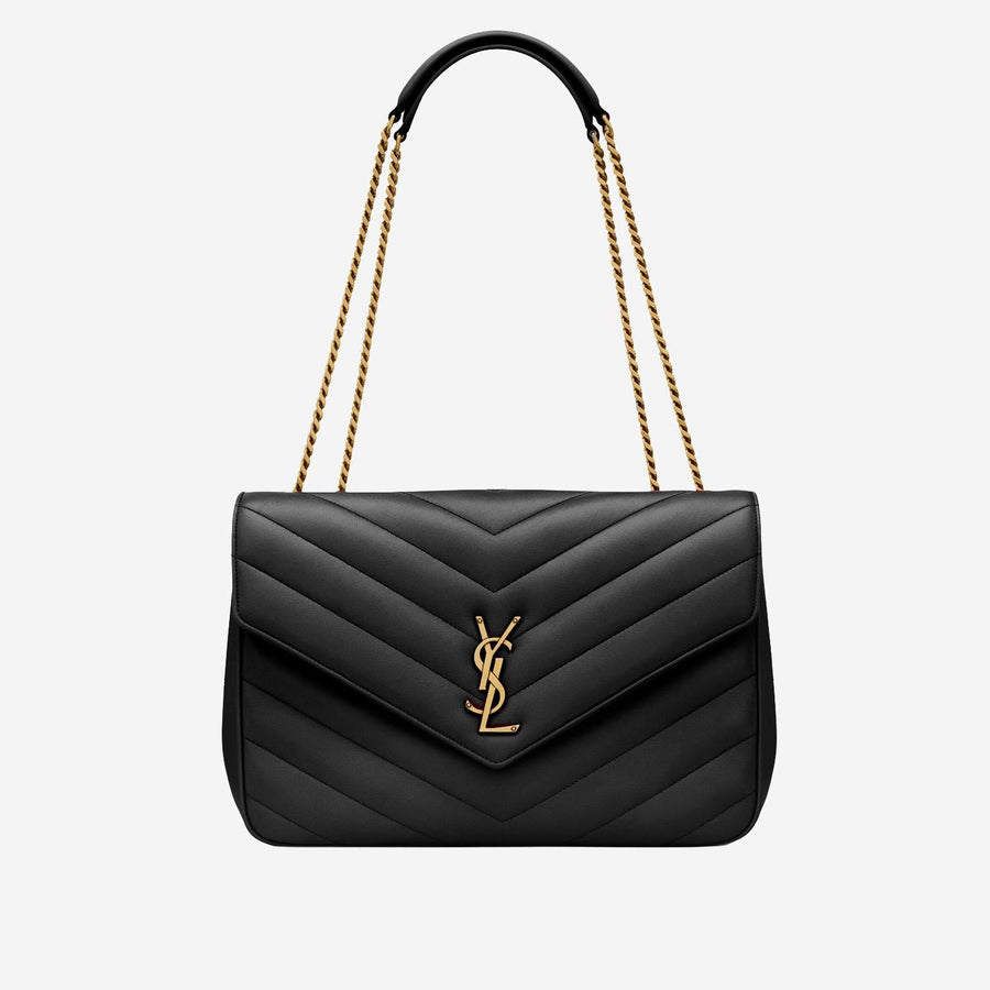 Large Quilted Lambskin Bag Black Leather Shoulder