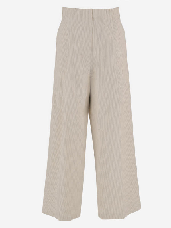 Trousers Striped Cotton-Blend Beige