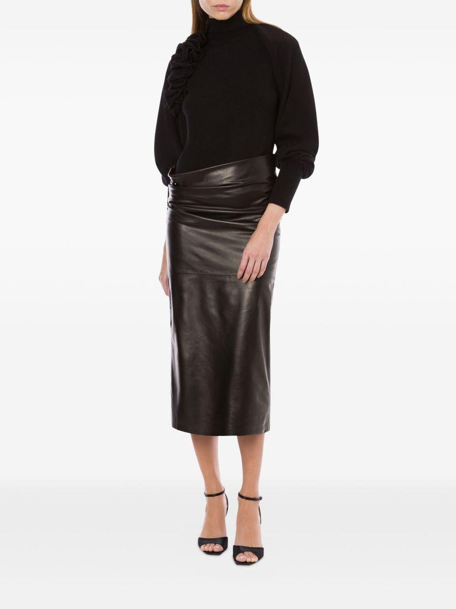 Alberta Ferretti Floral Appliqué Sweater Black Wool