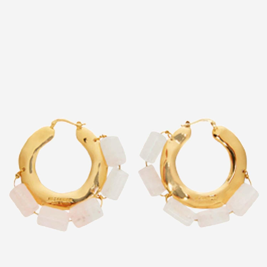 Brass Earrings With Natural Stones Pink