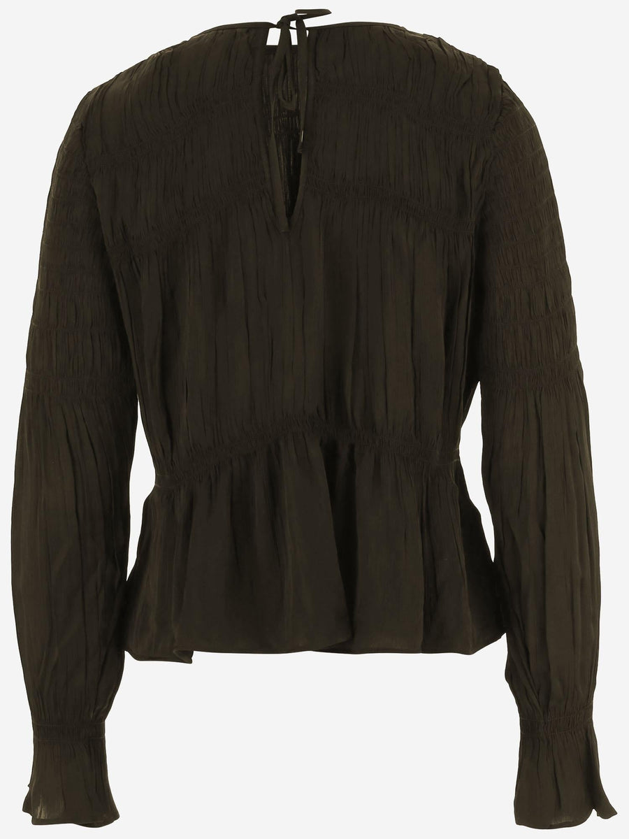 Viscose Shirt With Drawstring Closure Brown
