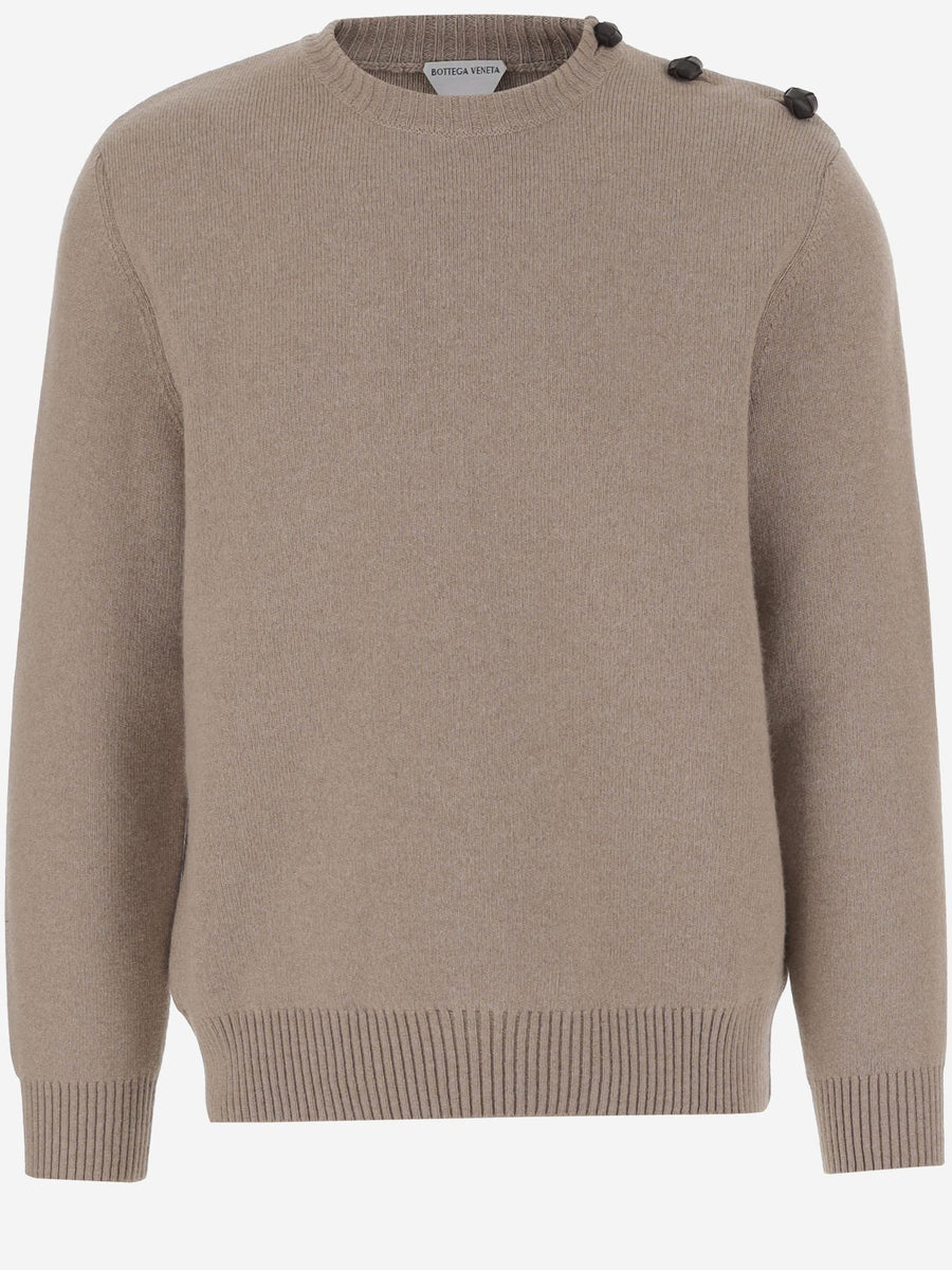 Wool Sweater With Zip And Pocket Beige