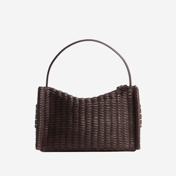 Shoulder Bag Woven Leather Brown