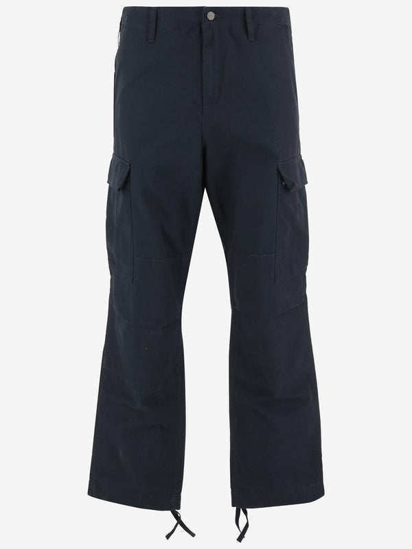 Cotton Cargo Pants With Logo Navy Trousers