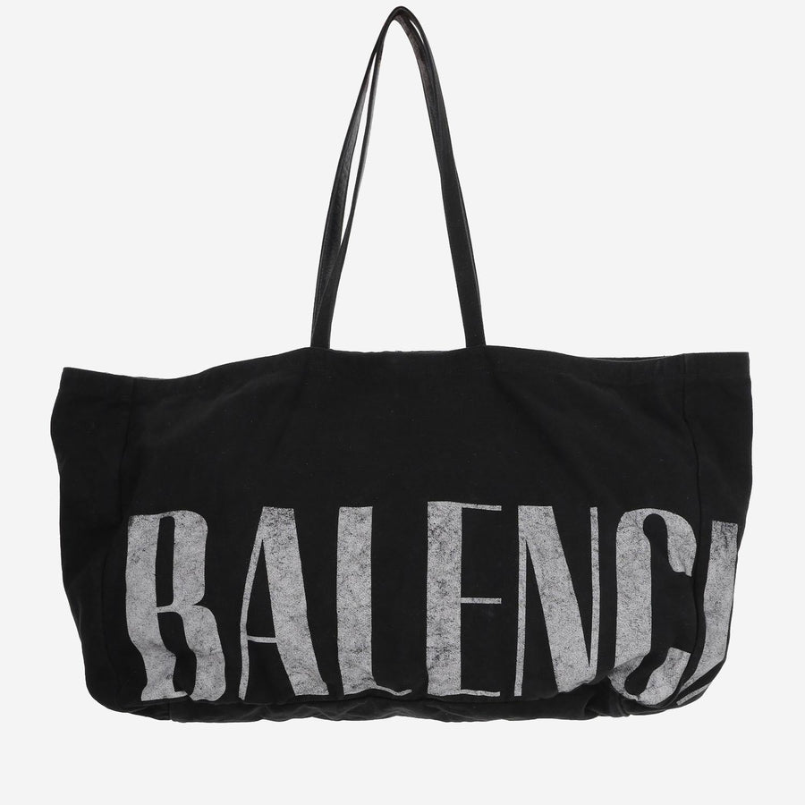 Tote Bag Cotton Blend Black Shoulder