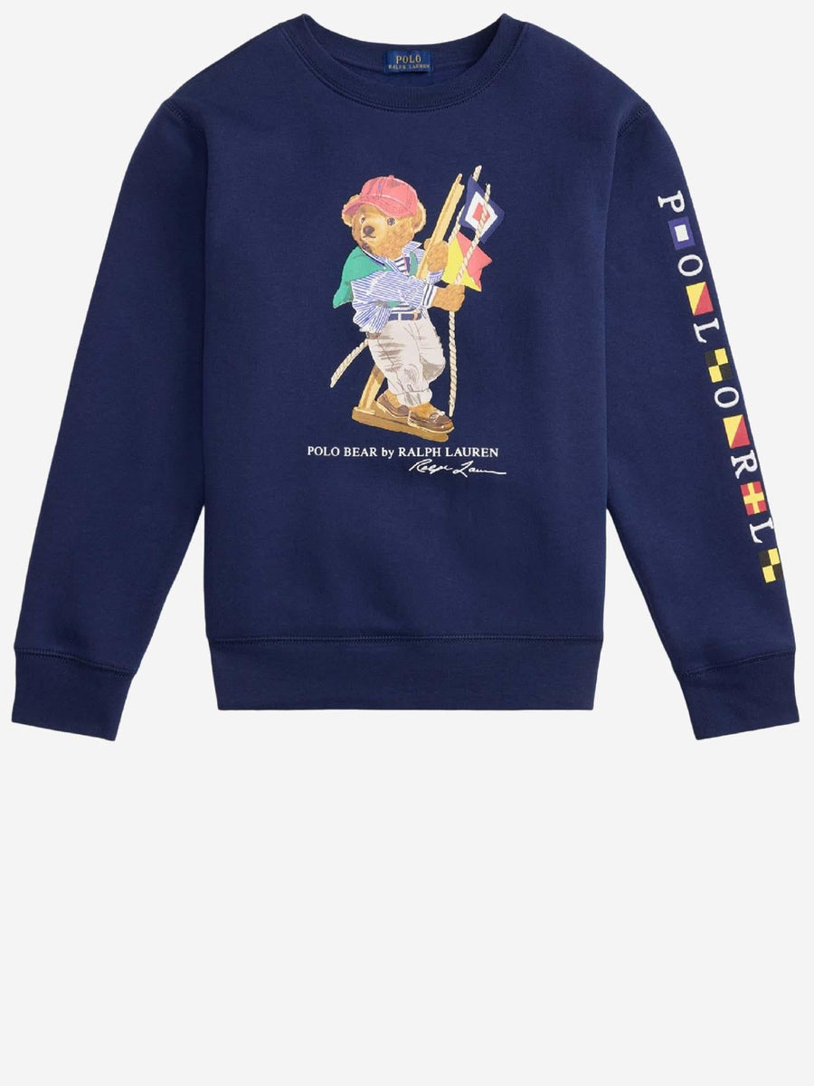 Cotton Blend Sweatshirt With Polo Bear Print Navy Hoods & Sweatshirts