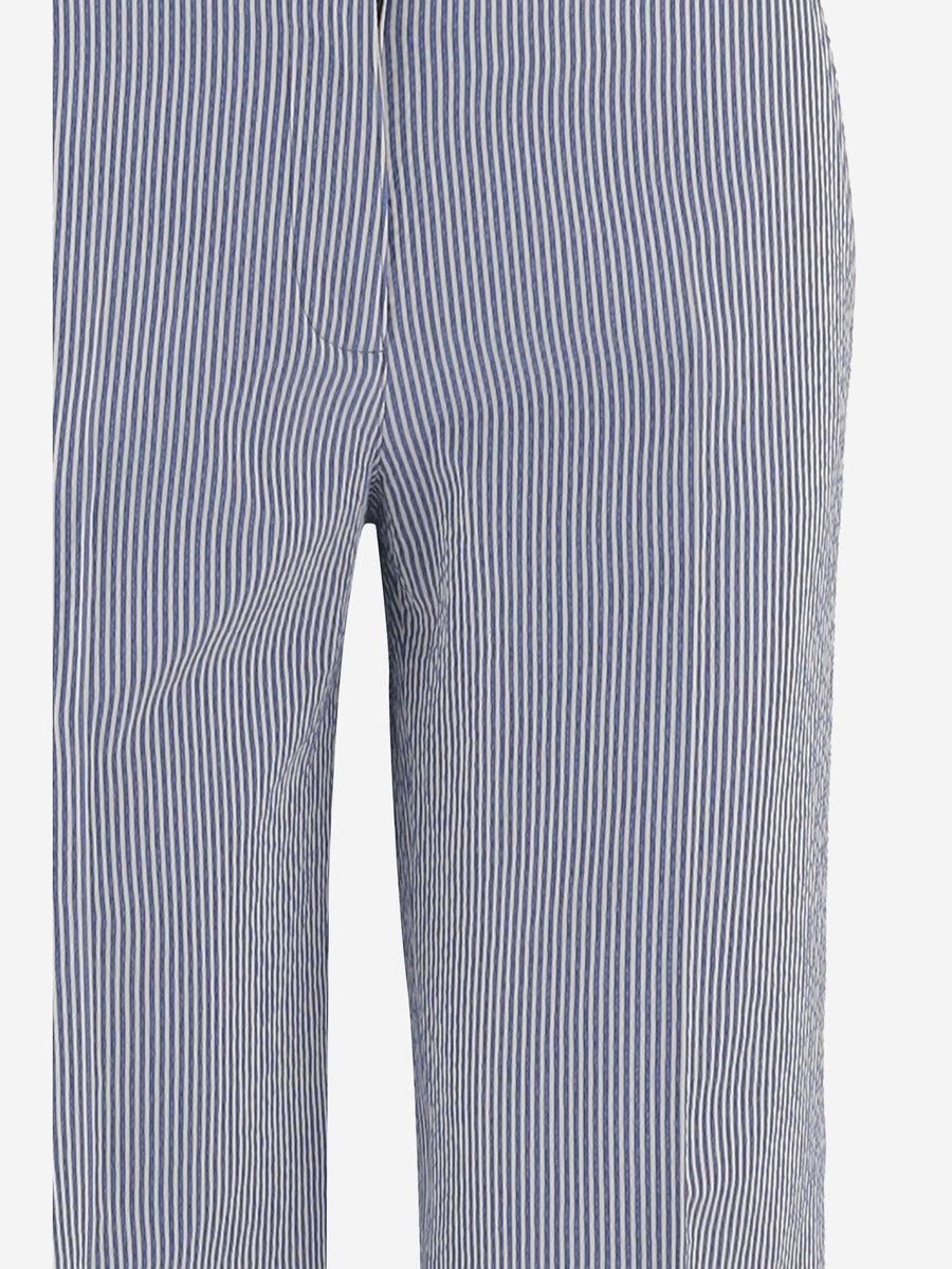 Pants Striped Cotton-Blend Blue Trousers