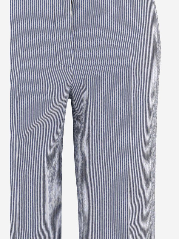 Pants Striped Cotton-Blend Blue Trousers