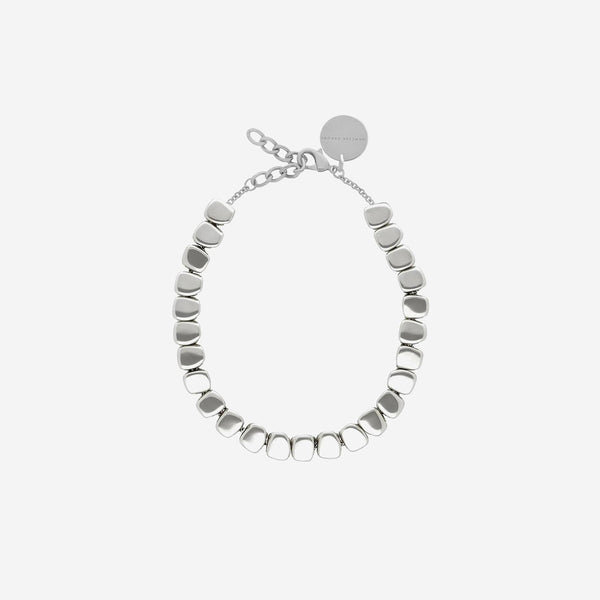 Necklace Mini Organic Shape Silver Metal