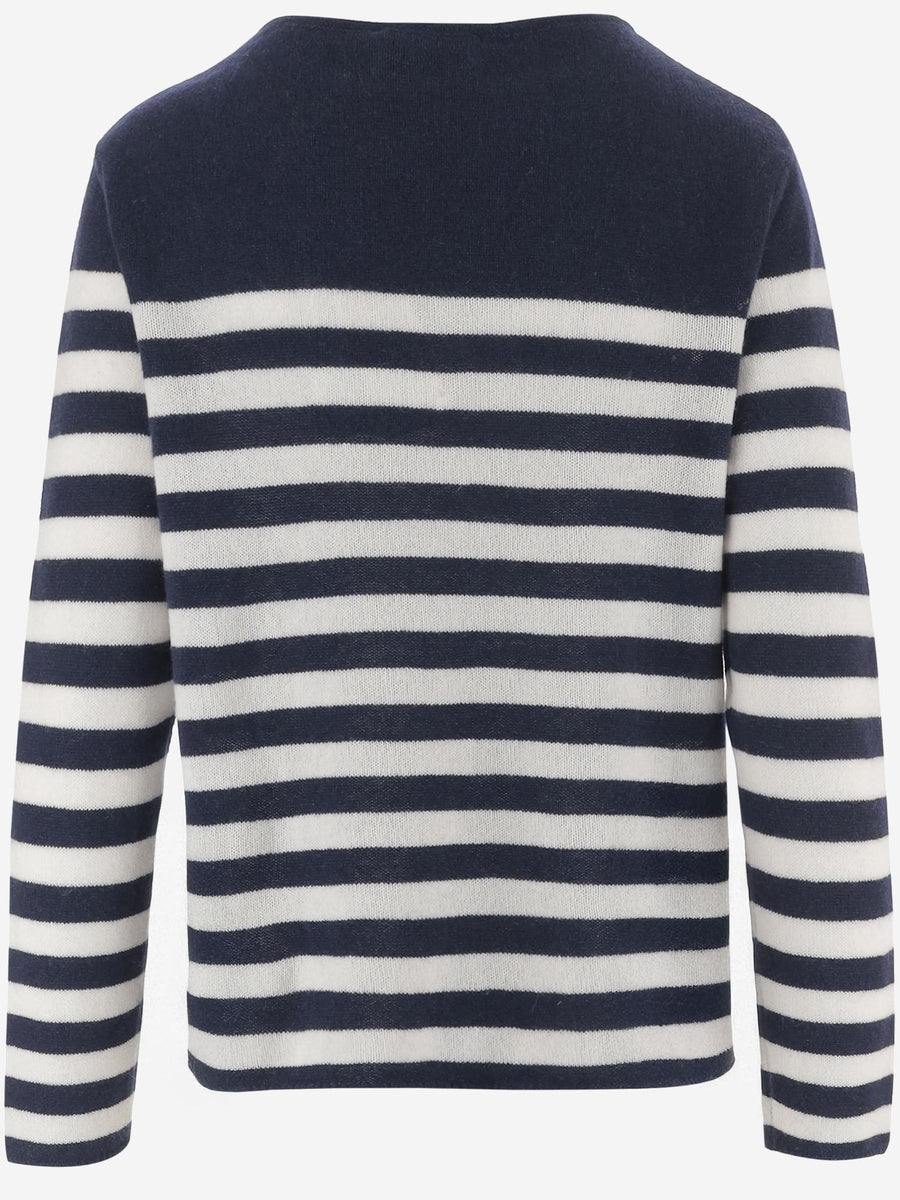 Cashmere Sweater With Striped Pattern Navy