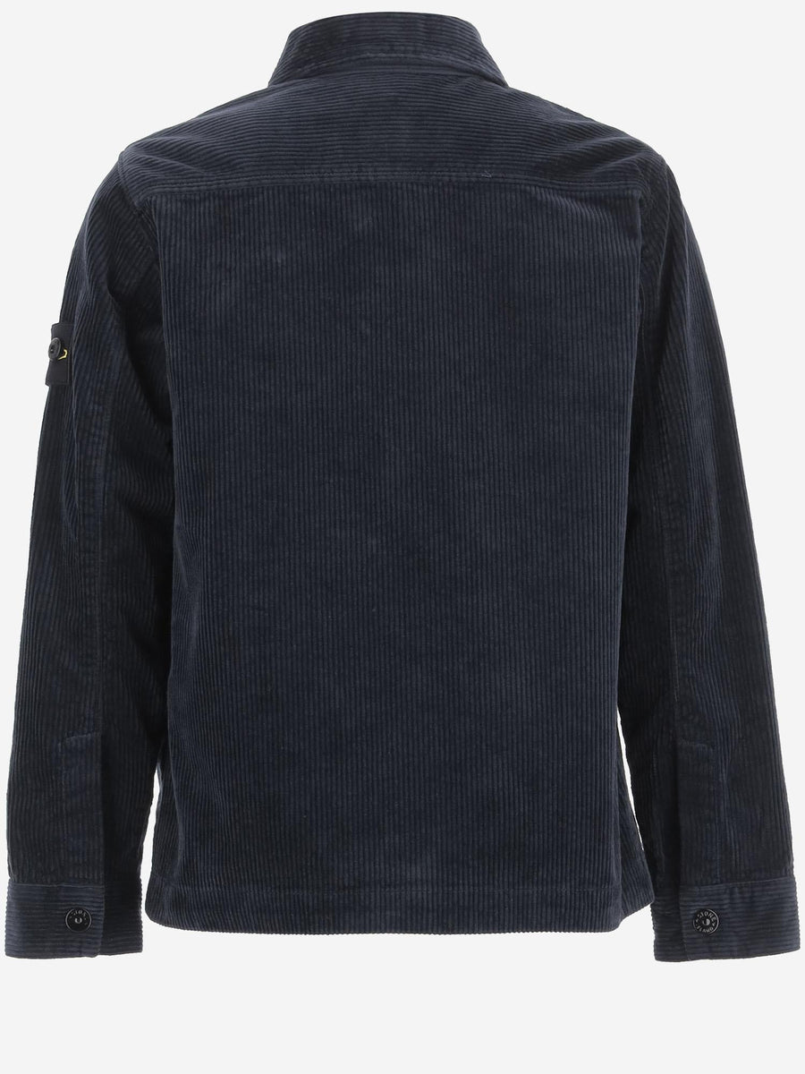 Stretch Cotton Blend Velvet Shirt Navy