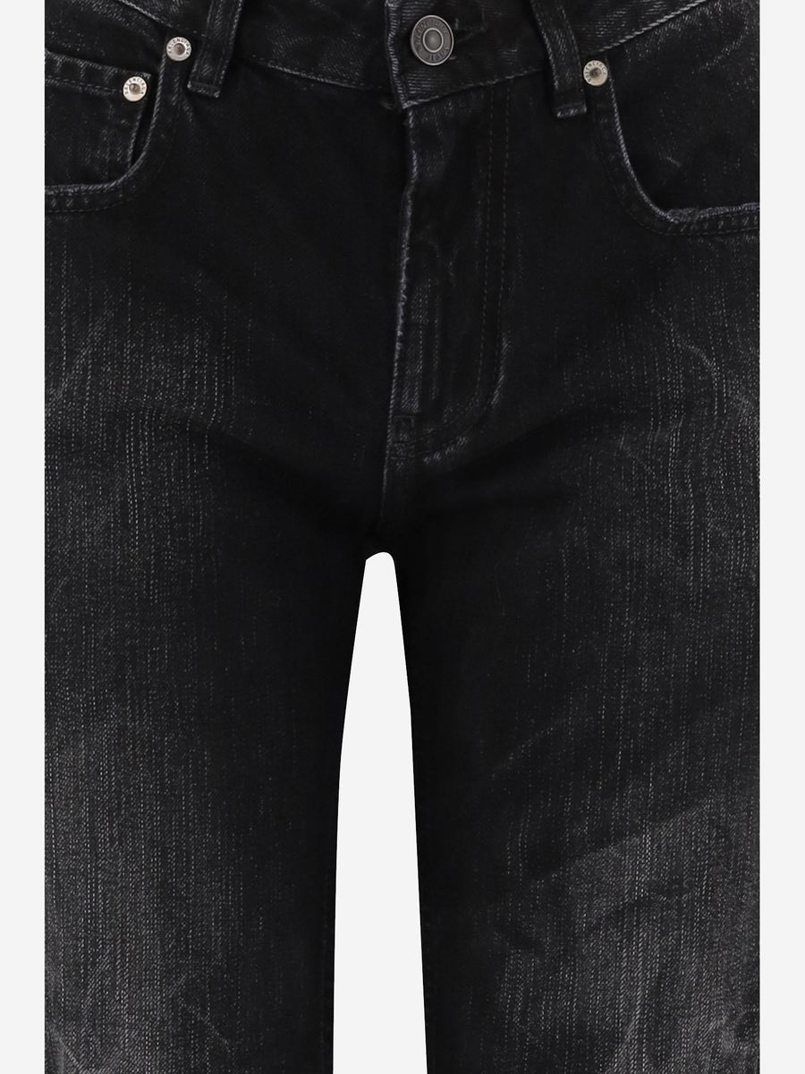 Wide-Leg Cotton Denim Trousers Black