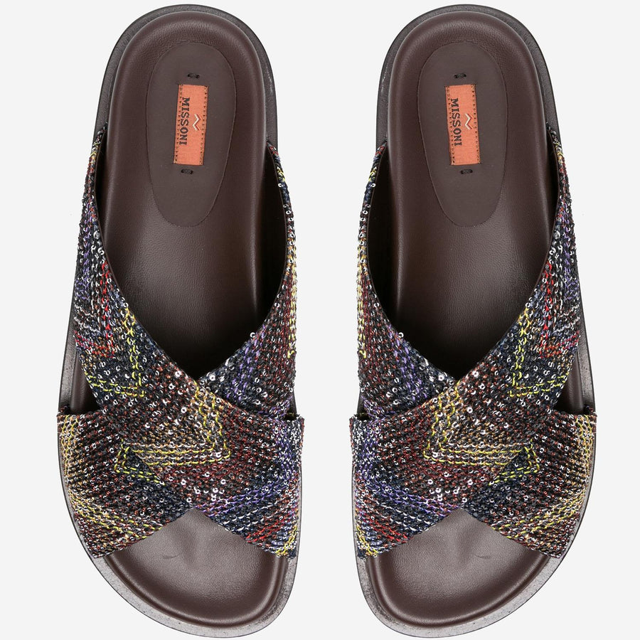 Sandals Crossed Sequin Multicolour Viscose