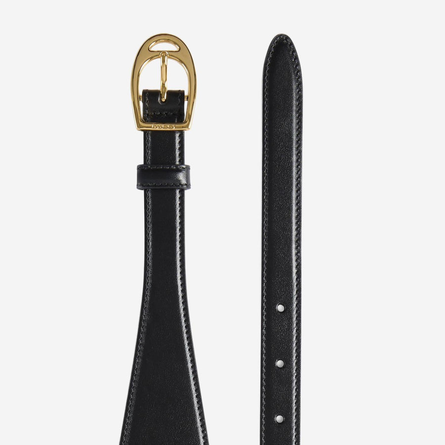Wide Belt With Oversized Clasp Black Calf Skin