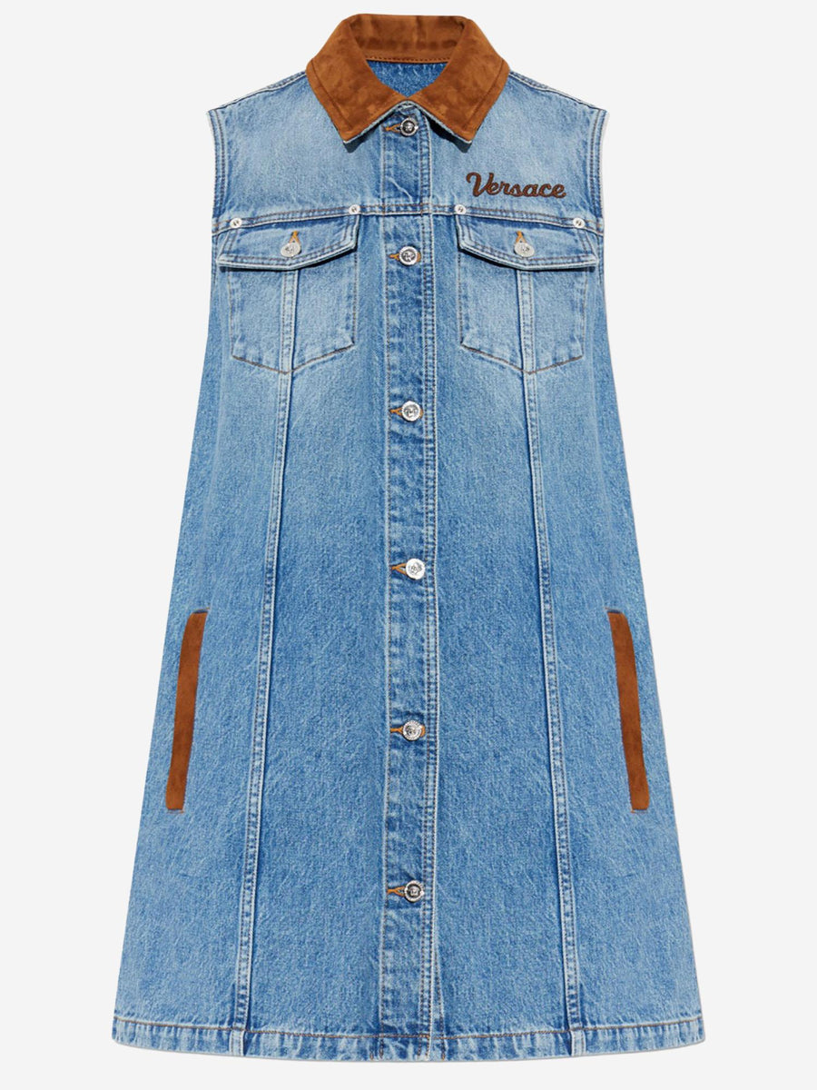 Cotton Denim Dress With Logo