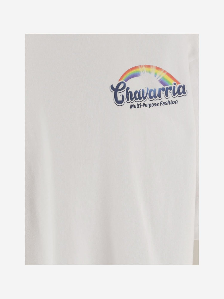 Cotton T-Shirt With Rainbow Print White T-shirts