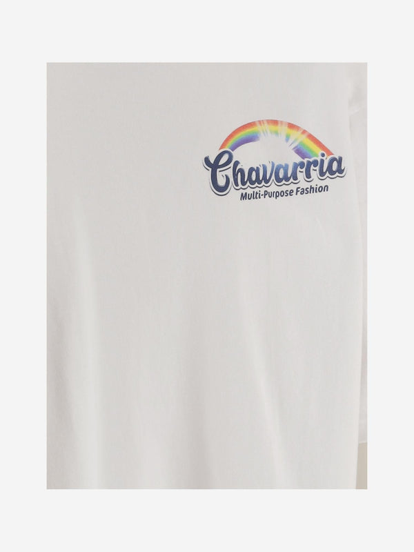 Cotton T-Shirt With Rainbow Print White T-shirts