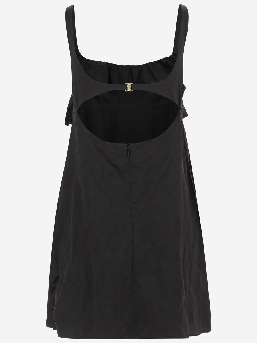 Mini Dress Technical Satin Black Cotton