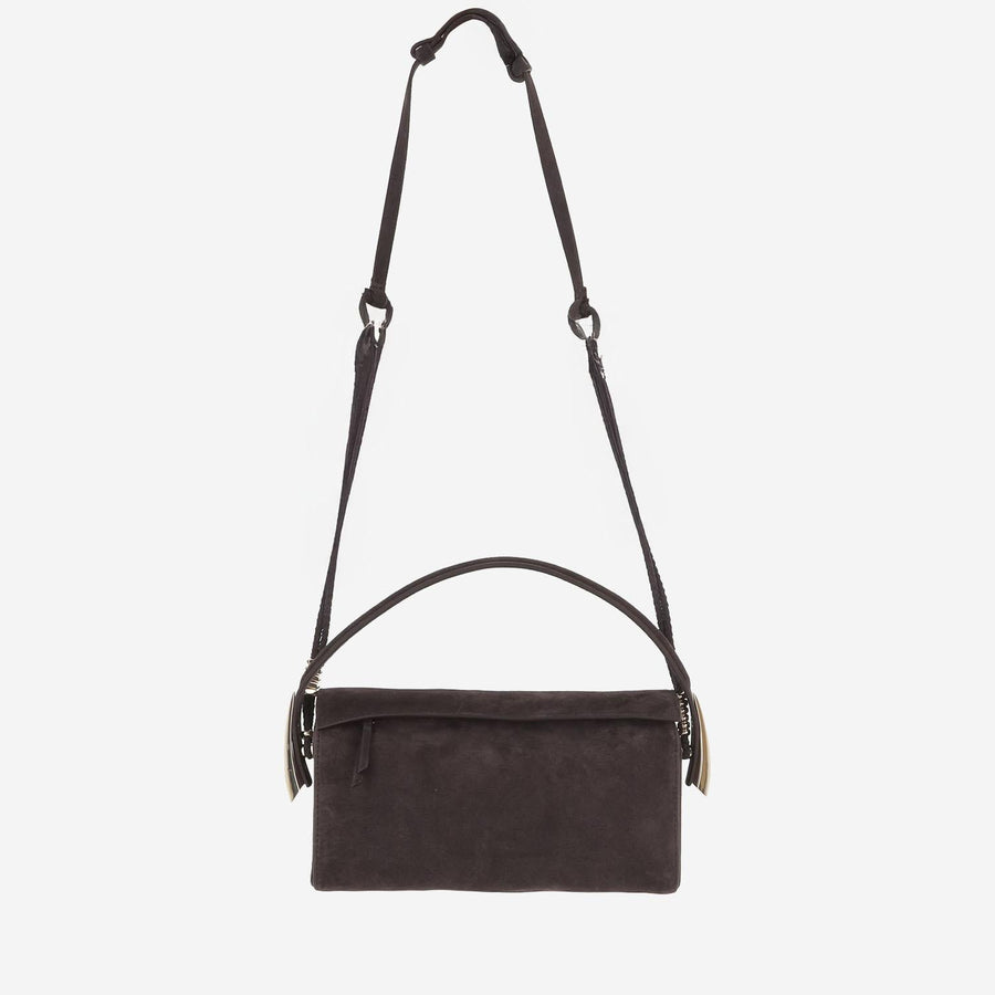 Suede Top-Handle Shoulder Bag Brown