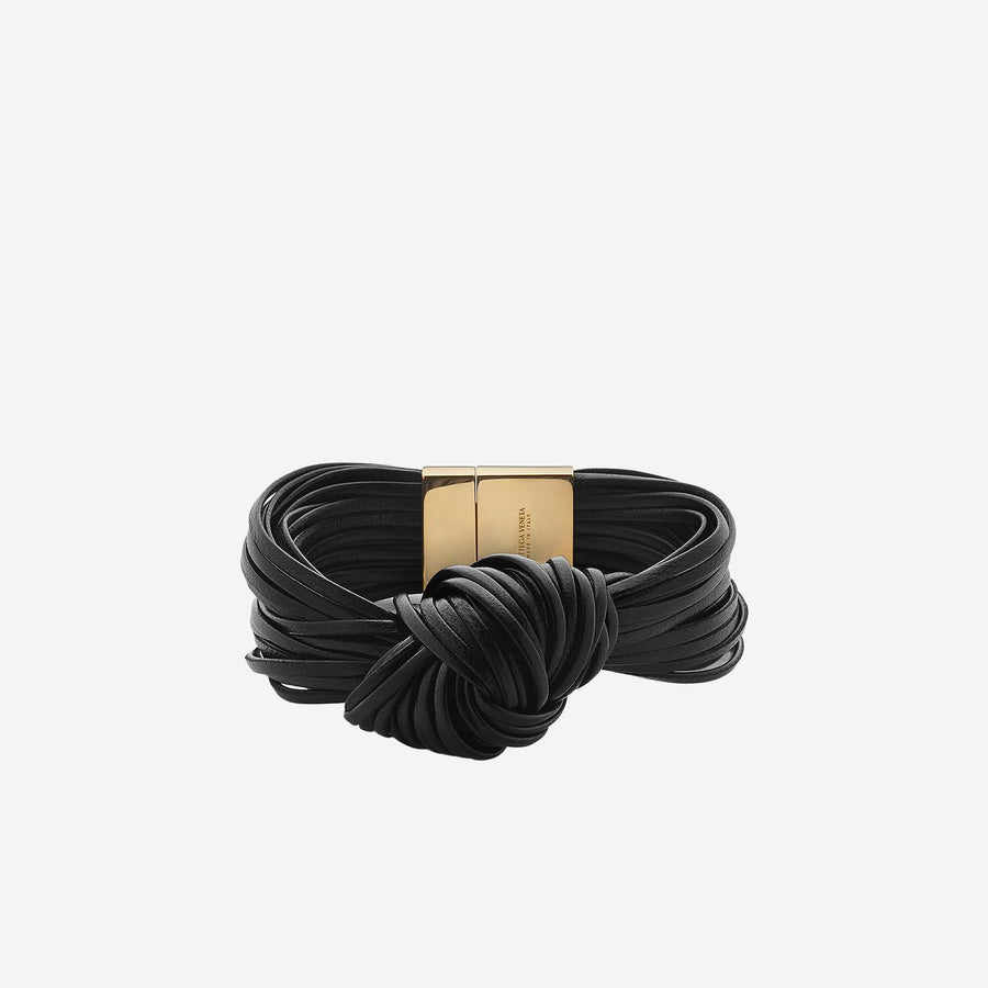 Leather Knot Bracelet, Black Lambskin